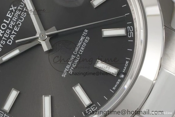 0107 Sophisticated DateJust 41 SS Polished Bezel KING 1:1 Best Edition 904L Steel Gray Stick Dial on Oyster Bracelet VR 2162